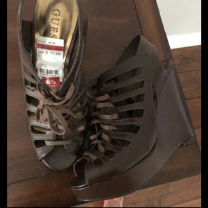 Brown GUESS wedges .
